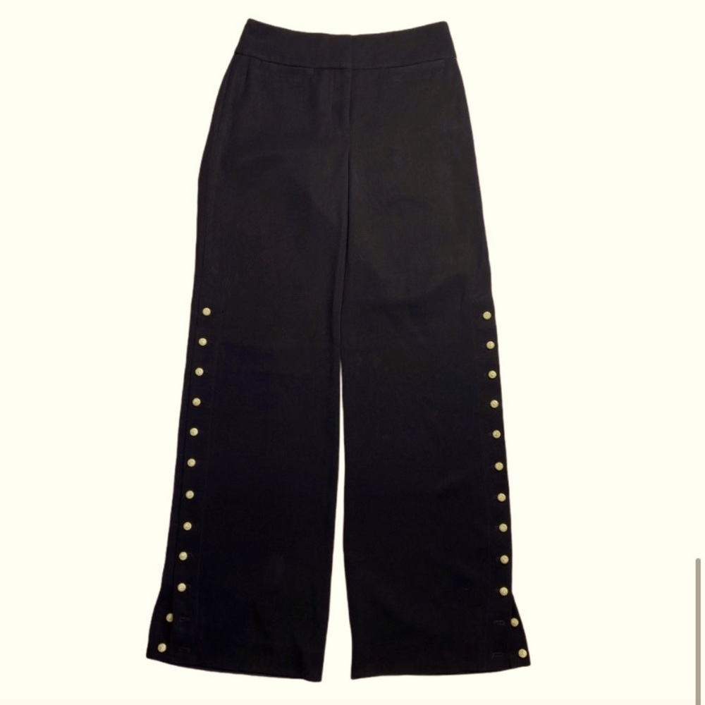 Leifsdottir black wide leg trouser w/ side buttons